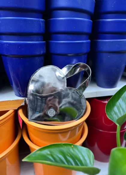 Mini silver heart bag