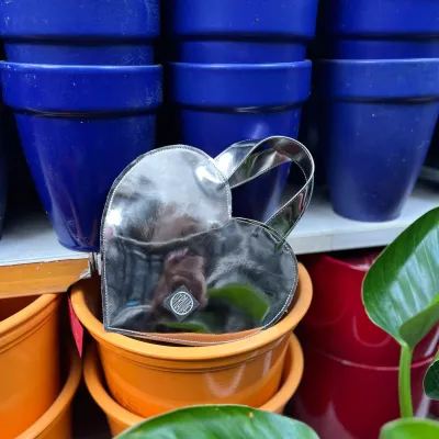 Mini silver heart bag